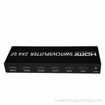 HDMI Switcher, 2 x 4, 2-in-4 Out for HDTV PS3 DVD 1080P with Remote